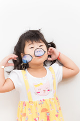 Fototapeta premium Asian cute little girl wearing glasses