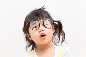 Fototapeta premium Beautiful asian happy girl wearing glasses