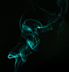 Green Abstract Smoke on Black Background