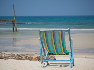 Beach chair on the sand