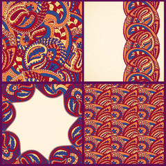 Vector frame border seamless pattern design set