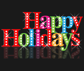 Happy holidays lights black background