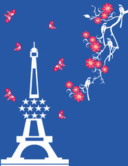 tree branch with eiffel tower