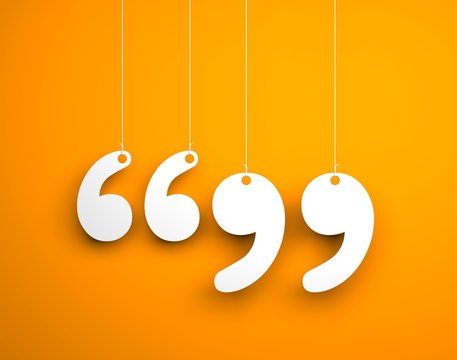Quote sign - text hanging on the ropes. 3d illustration