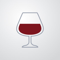 Icono plano copa de coñac color sobre fondo degradado