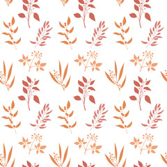 Seamless pattern with orange twigs silhouette.