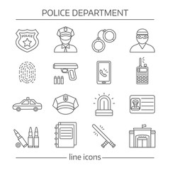 Fototapeta premium Police Department Linear Icons Set