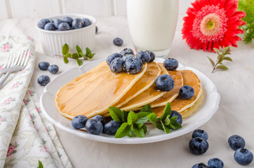 American pancakes with blueberries
