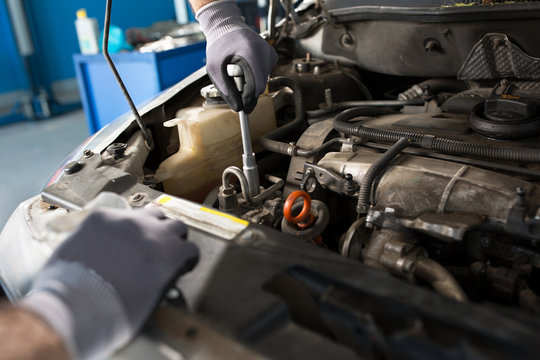 Repair car in automobile service