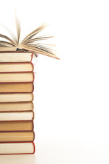 Stack of books on white background. Education concept. Back to school.