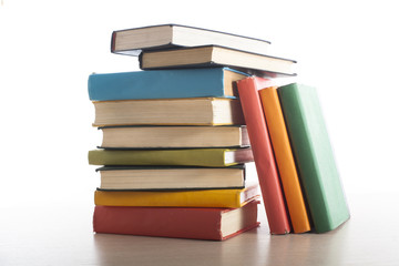Stack of books on white background. Education concept. Back to school.