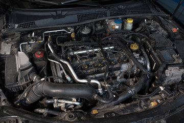close up of a car engine