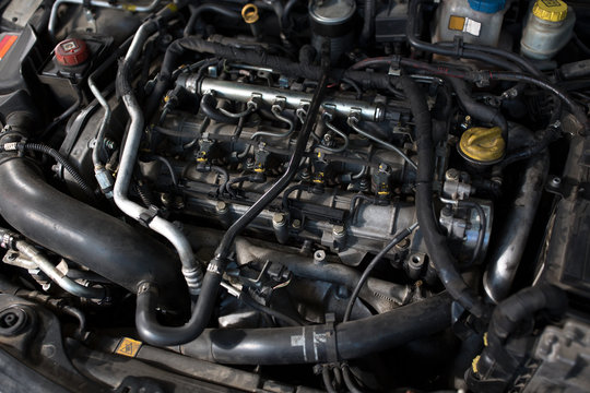 close up of a automobile engine