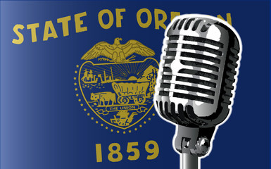 Oregon Flag And Microphone