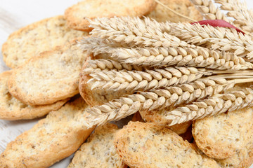 toasted bread with ears of wheat