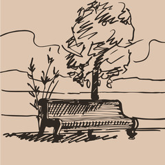 Hand drawn bench