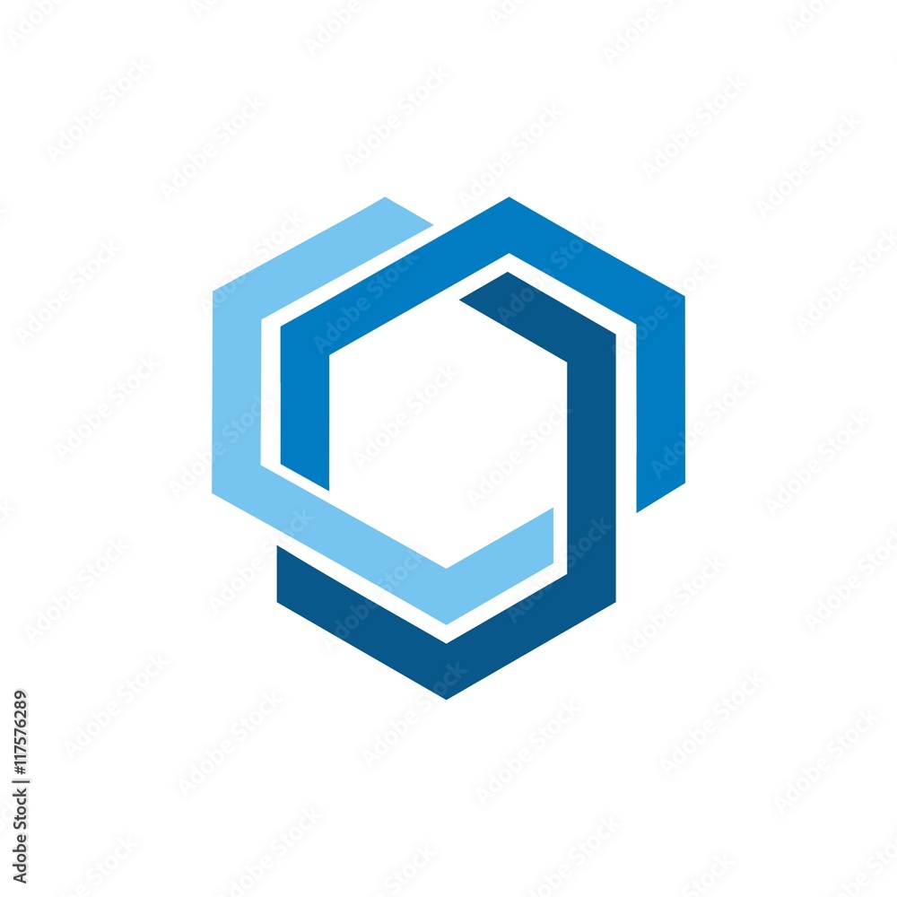 Wall mural blue hexagon