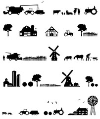 Obraz premium Landwirtschaft Silhouetten