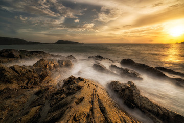 The boiling sea. - Sunset at patong beach in Phuket, Thailand ca