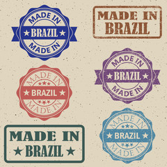 Fototapeta premium Made in Brazil set of stamps vector illustration