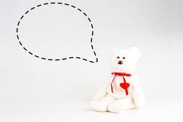 teddy bear with callout symbol on white background