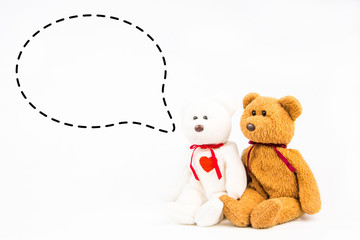 teddy bear with callout symbol on white background