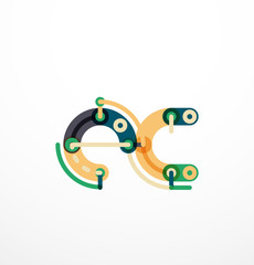Cartoon linear letters icons