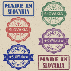 Obraz premium Made in Slovakia set of stamps vector illustration