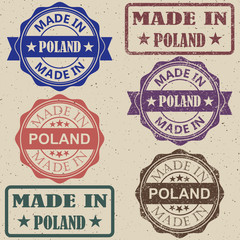 Fototapeta premium Wykonane w Polsce zestaw ilustracji wektorowych znaczków