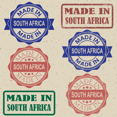 Made in South Africa, a set of stamps vector illustration