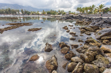 marée basse au Bassin Pirogue, l'Etang-Salé-les-Bains, île de la Réunion 