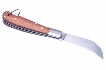 Utility knife tool closeup isolated on white background