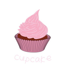 Pink cupcake. vector illustration