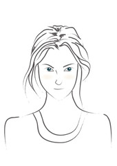 Women portrait; Abstract line art minimal style illustration.