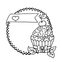 High quality original illustration of cake with cherry and heart