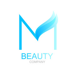 Abstract letter M logo design template with beauty spa salons. yoga