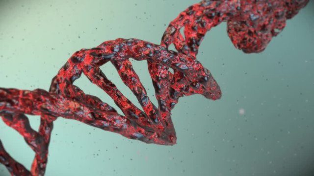 Futuristic Rotating DNA Strand with Genetic Codes and abstract geometry - 3D Animation