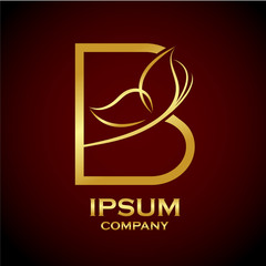 Letter B logo,Butterfly Gold, beauty and fashion logo