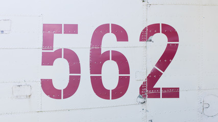 Painted number on an old war plane