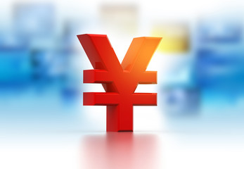 Obraz premium 3d Yen sign on business background .