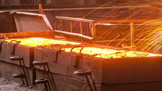 NOVOKUZNETSK, RUSSIA - MAY 25, 2016: Workers on Casting ferroalloy factory