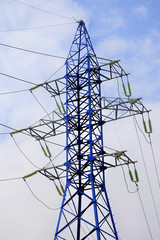 View from the side to enter the power transmission line in the substation.