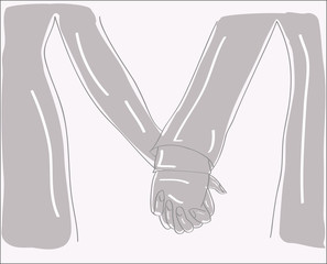 silhouette of lovers holding hands. vector illustration