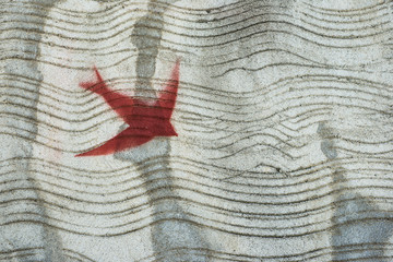 abstract Bird stencil on concrete wall texture background
