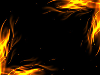 Abstract background with flames in opposite corners of the picture, vector illustration