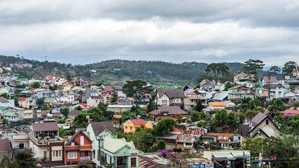 Panoramic view of Dalat city. Lam Dong province, Central Highlands region. Viet Nam