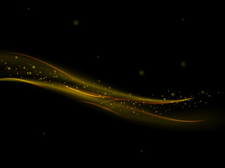 Abstract background with stars and golden lines, vector illustration