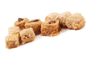 Eastern dessert baklawa with pistachio nuts.