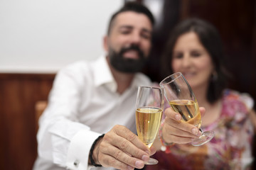 couple man and woman toasting