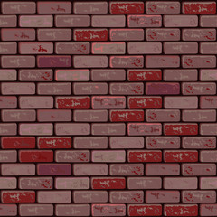 Seamless background brick wall. Vector pattern in red colors.